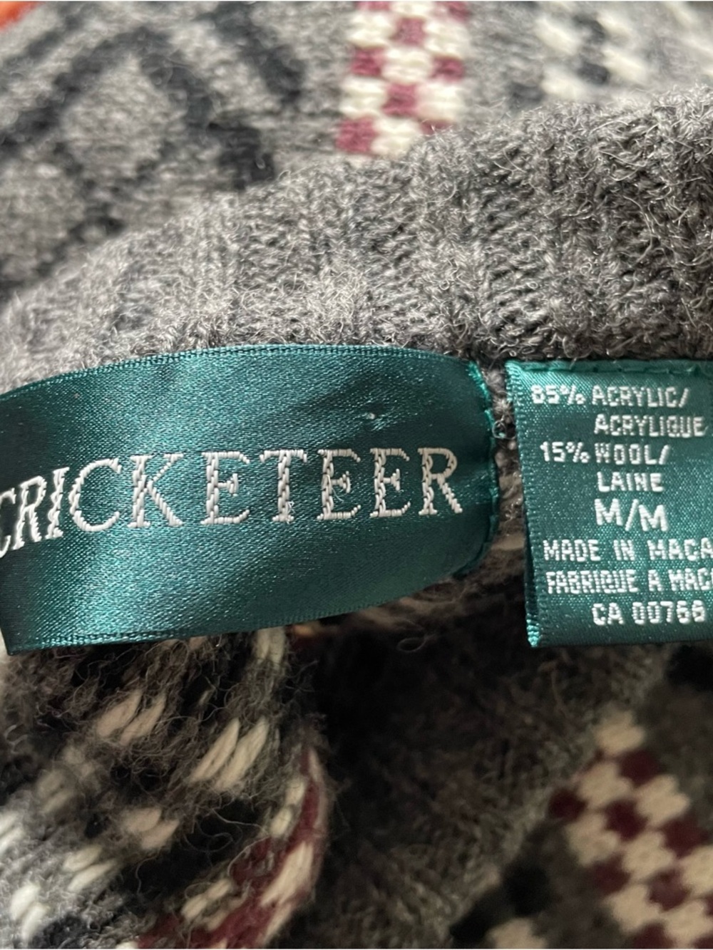 90s Vintage Cricketeer Wool Blend Fair Isle Grandpa Mens Sweater Size Medium - Picture 7 of 7